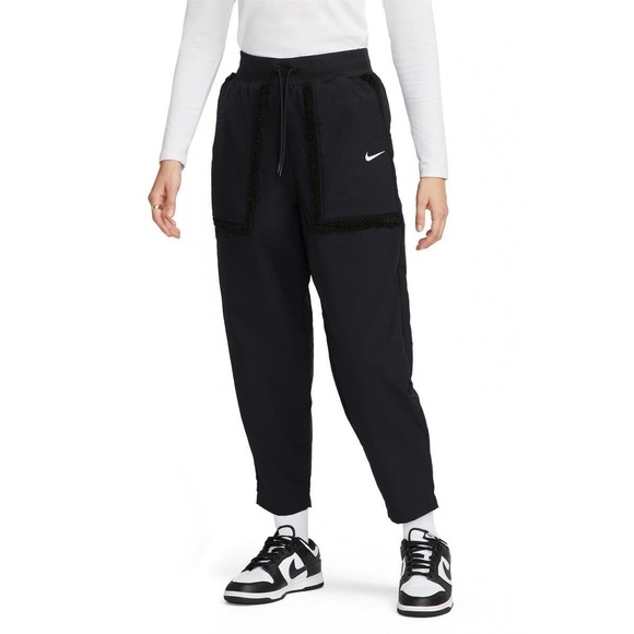 Nike Pants - Nike Sportswear Pants XXL Black Faux Fur Borg Pocket Nylon Tapered Swoosh Womens